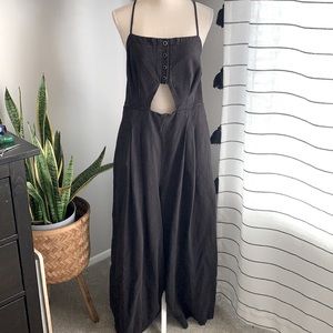 Free People Sexy Boho Wide Leg Jumpsuit with Open Back Size: Large
